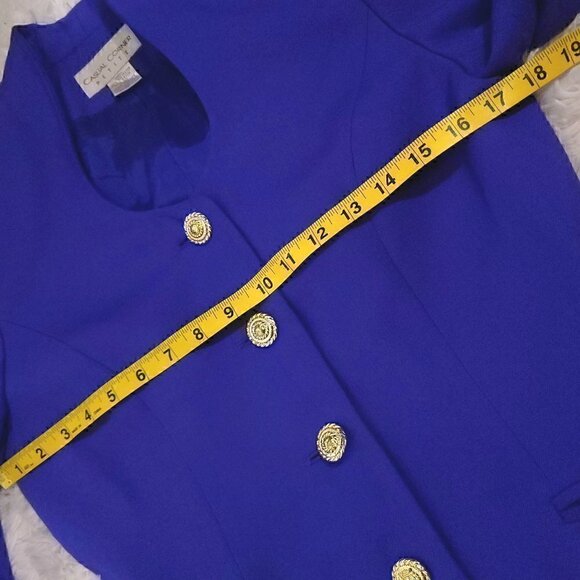 Casual Corner Purple/Gold Button Blazer & Skirt Set. Size 6P - Picture 13 of 16